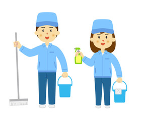 人物　清掃員　男女