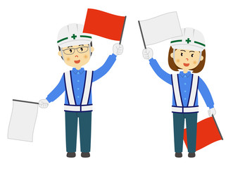 Obraz premium 人物 誘導員 男女