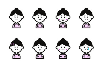 白衣の女性のアイコンセット