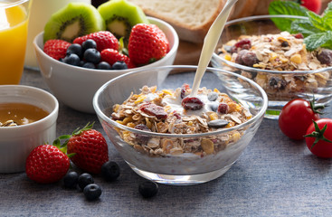 Granola and fruit breakfast image
