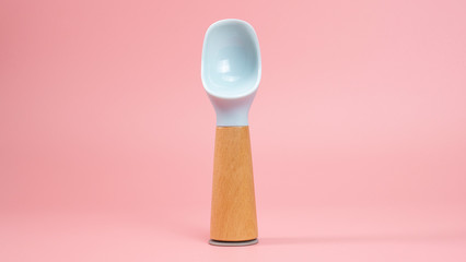 Scoop Ice cream isolated on pink background, Blank for design Front view.