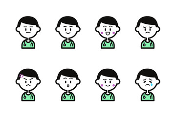 白衣の男性のアイコンセット