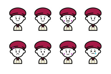 女性パティシエのアイコンセット