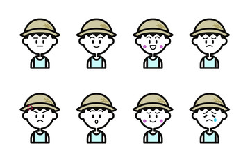 夏の男の子のアイコンセット