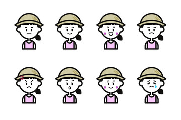 夏の女の子のアイコンセット