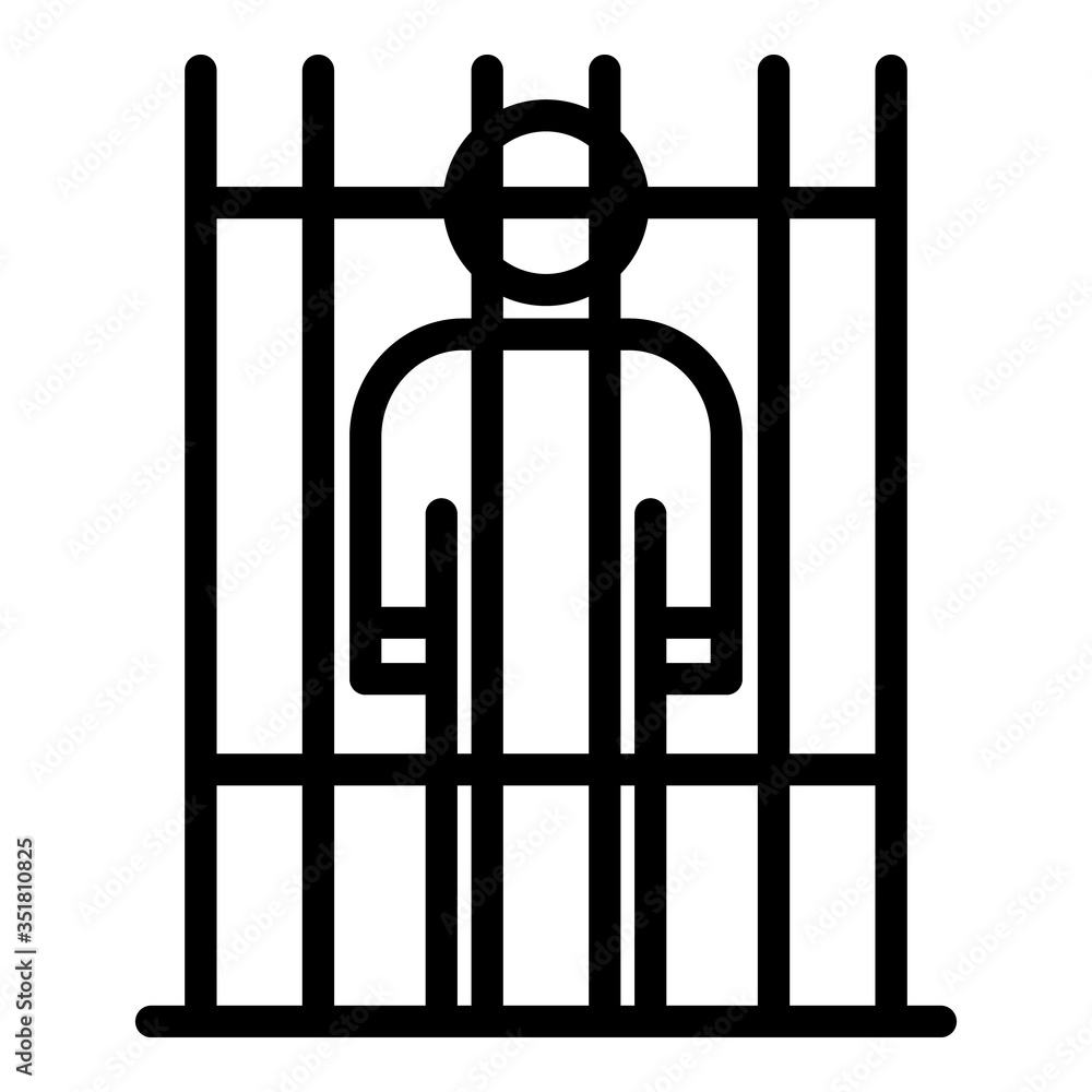 Poster prison in gate icon. outline prison in gate vector icon for web design isolated on white background