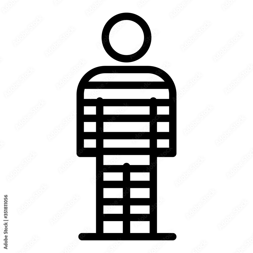 Poster chained striped prison icon. outline chained striped prison vector icon for web design isolated on w