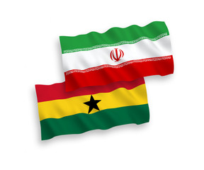 Flags of Ghana and Iran on a white background