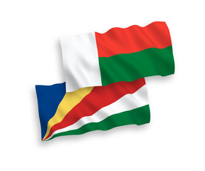 Obraz premium Flags of Madagascar and Seychelles on a white background