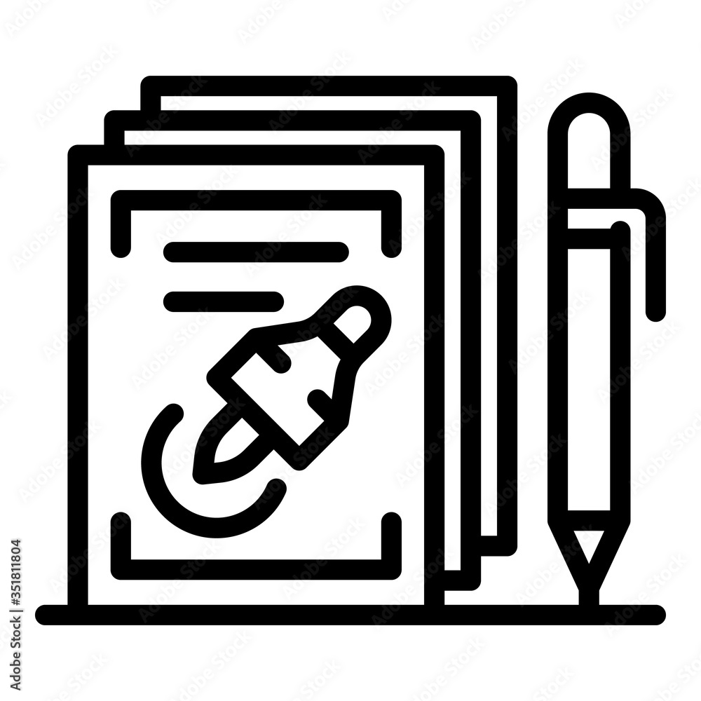 Poster notary pen document icon. outline notary pen document vector icon for web design isolated on white b
