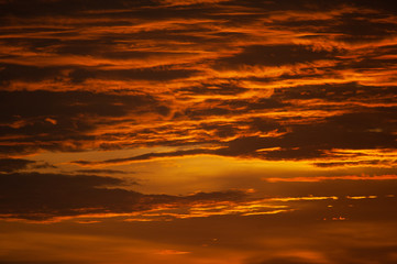 Stunning dramatic sunset over the ocean.