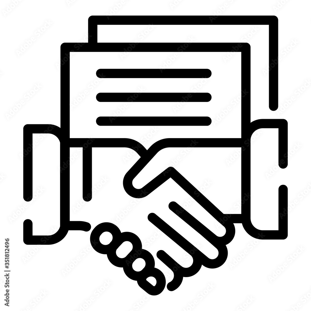 Poster notary judge handshake icon. outline notary judge handshake vector icon for web design isolated on w