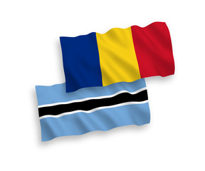Flags of Romania and Botswana on a white background