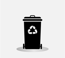 Recycle bin with recycle symbol icon isolated. Trash can icon. Garbage bin sign. Recycle basket icon. Flat design