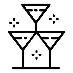 A glass on two glasses icon. Outline glass on two glasses vector icon for web design isolated on white background