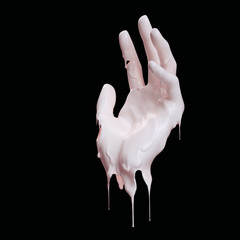 Dripping paint on hand isolated on black, 3d rendering © vpanteon