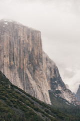 El Capitan on a Foggy Day in Yosemite National Park