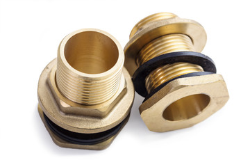 Two brass fittings with rubber washers