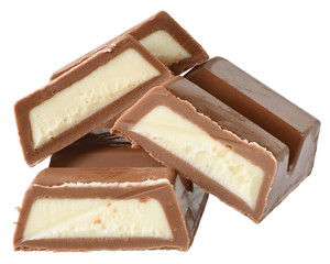 Chocolate marzipan bar isolated