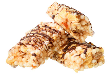 Chocolate bars with dried fruit isolated