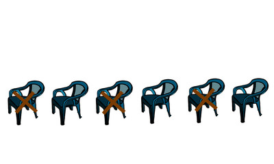 Vector illustration design of chairs in new normal lifestyle and social distancing ,protection from Coronavirus Covid-19 
