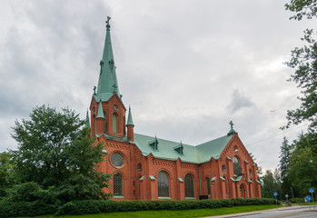 Fototapeta na wymiar Lutheran church of Alexander Tampere in Pyynikki Church Park, Tampere, Finland