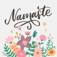 Hand drawn namaste card. Hello in hindi. Ink illustration. Hand drawn lettering background. Isolated on white background. Positive quote. Modern brush calligraphy.