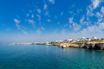 Cyprus beach. Panorama Of Ayia NAPA. Coast of the Republic of Cy