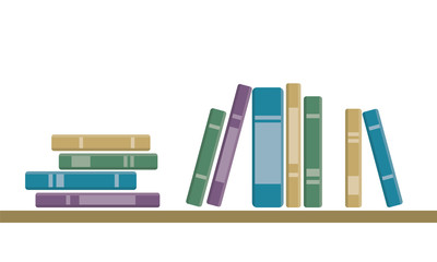 Color books stend on shelf