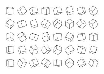 Poster Set of cubes from contour lines in different angles view. Vector illustration © SolaruS