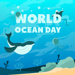 Fototapeta na wymiar whale in the sea of World Ocean Day