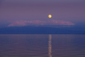 Moonrise over Alakol Lake (Kazakhstan)