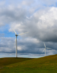 Wind turbine on a green field