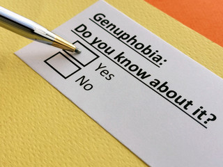 Fototapeta premium One person is answering question about genuphobia.