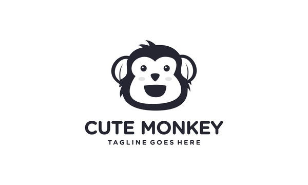 Creative monkey for cartoon animals logo design vector editable
