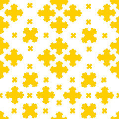 Pattern yellow crosses .Print on White background.