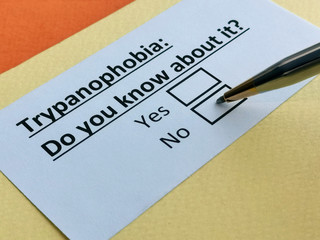 Fototapeta premium One person is answering question about trypanophobia.