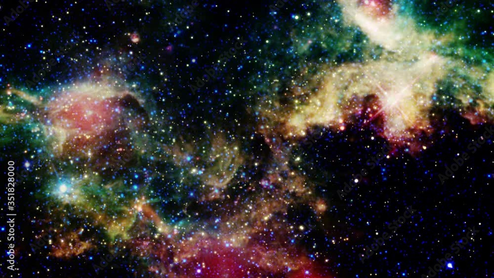 Wall mural space flight into a star field. 3d rendering of fly through in a space galaxy in universe singularit