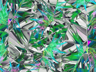 Green abstract texture closeup and kaleidoscope