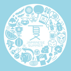 日本の夏アイコン　ロゴ