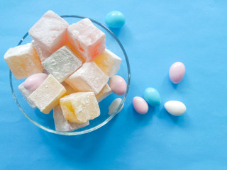 Turkish delights and candies in a bowl