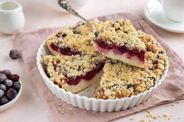 ricotta, berry and streusel tart