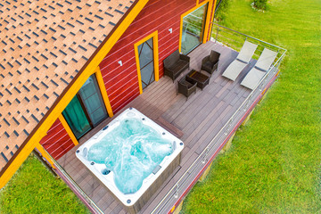  Whirlpool pool. Cottage with a hot tub on the veranda. Vacation in a country house. A place to...