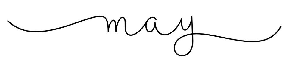 MAY black vector monoline calligraphy banner with swashes