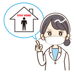女性、医者、お家で過ごそう