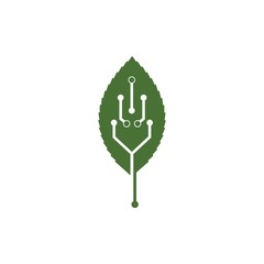 eco leaf circuit tech  vector icon
