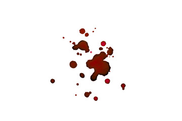 Watercolor abstract red blob isolate. Drops of blood on the paper. Red spots on a white background.