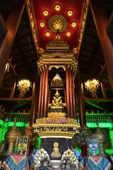 Replica of the emerald buddha, exposed in the Haw Phra Yoke of Wat Phra Kaew in Ching Rai