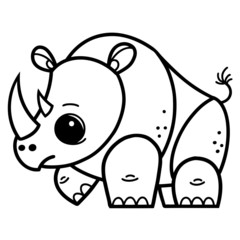 Rhino cartoon vector. Coloring book for kids