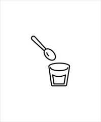 glass with spoon icon,vector best line icon.